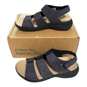 KURU Coda Muse Sandals Shoes Womens Size 9 Jet Black Strappy Comfort Walking